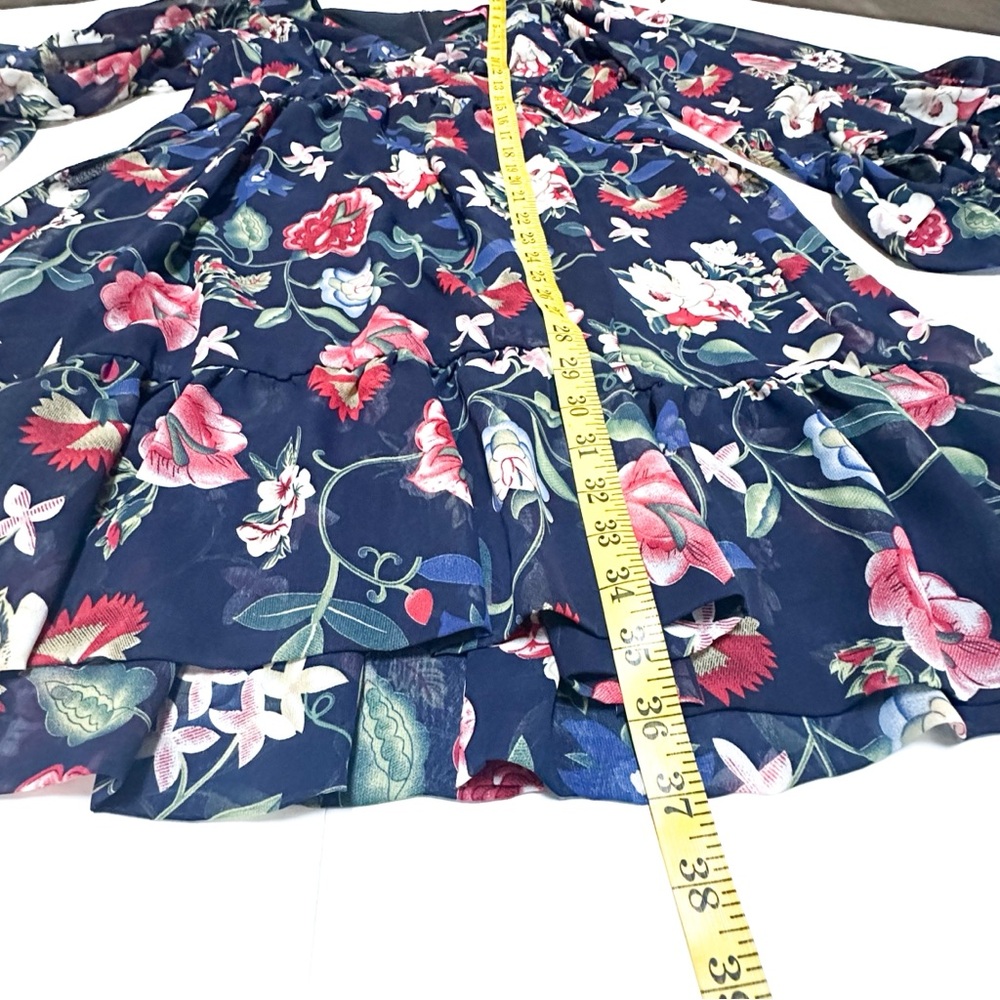 Betsey Johnson Coquette Floral Print Boho Wrap Tie Ruffle Bambi Mini Dress - Picture 6 of 9